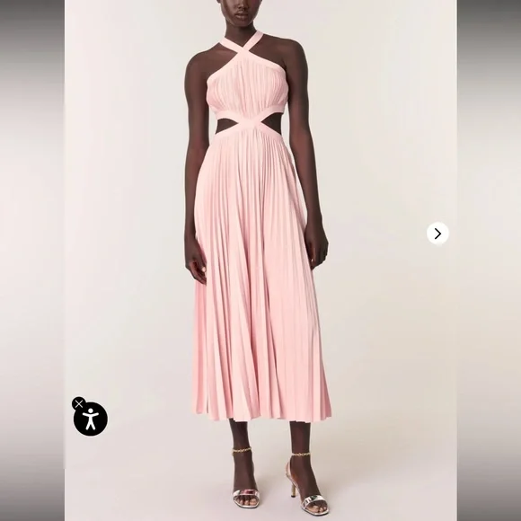 NWT Maje Pleated Pink Dress Size 38. - Picture 2 of 11